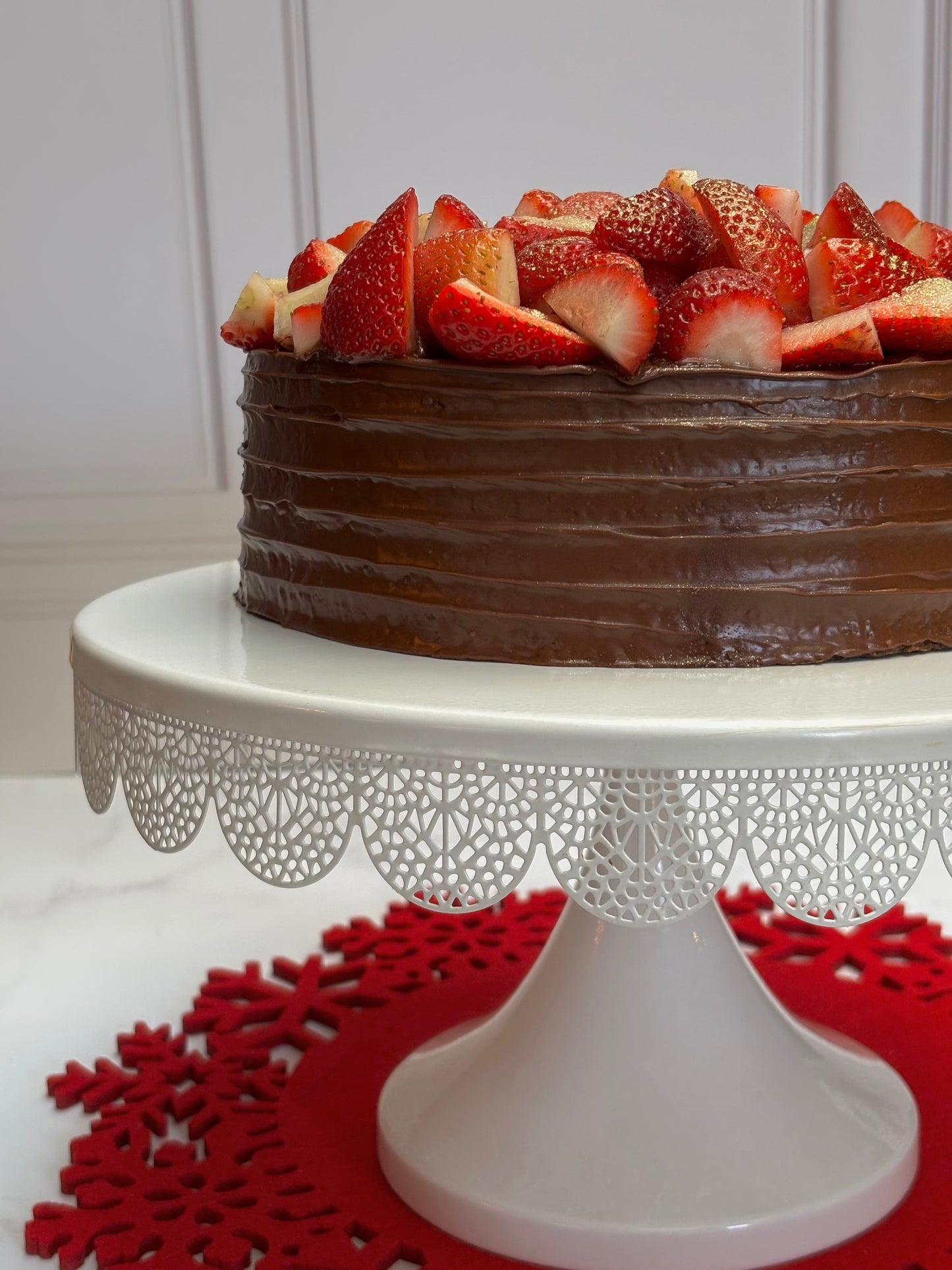 Pastel de nutella con fresas