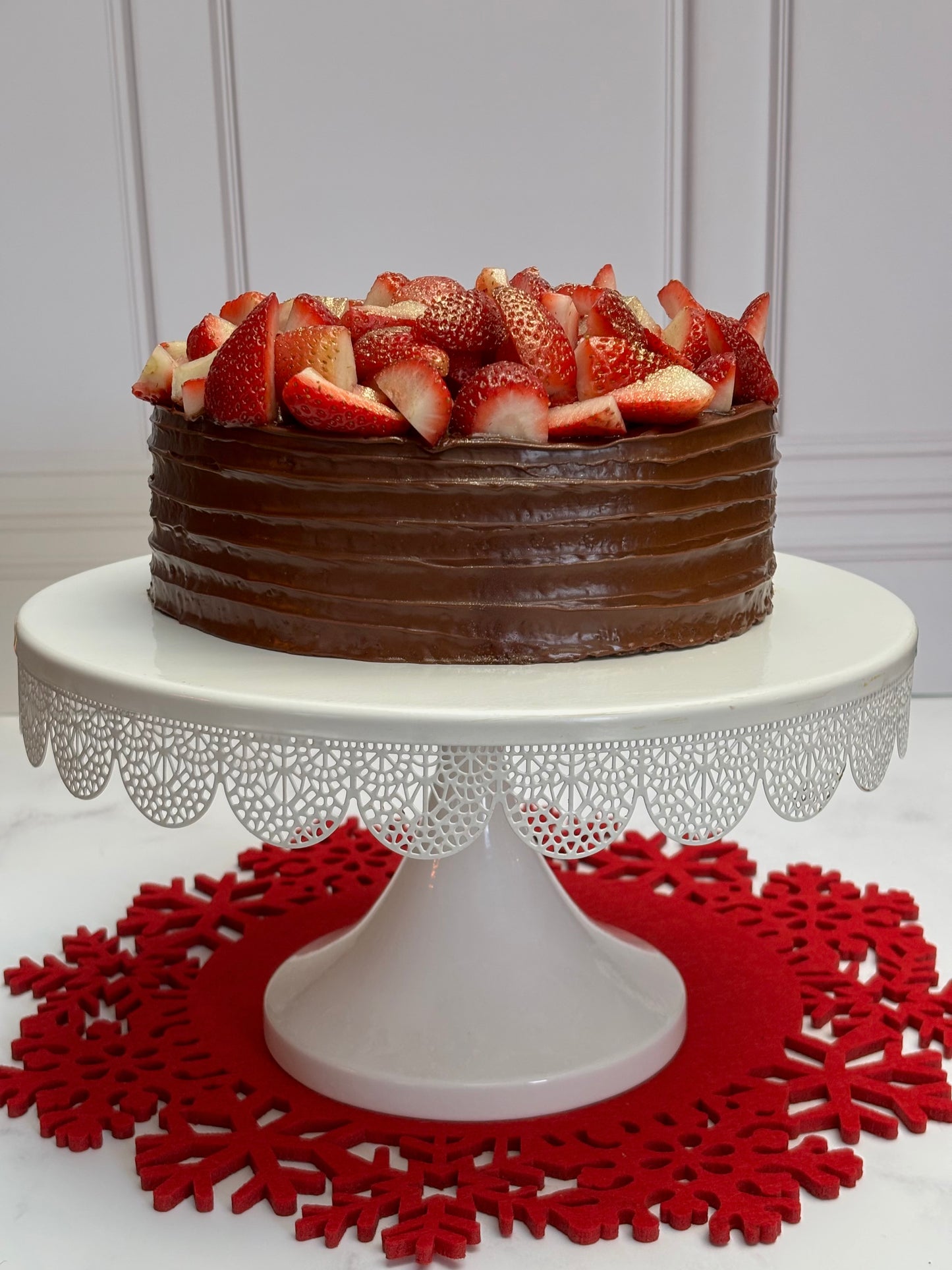 Pastel de nutella con fresas